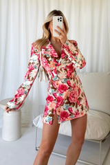 Evelyn cream floral cropped blazer & skort co ord