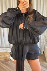 Jaycee black chiffon shirt dress