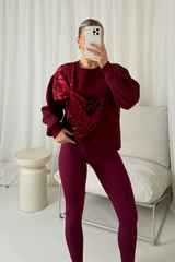 Darla burgundy bow sequin sweater