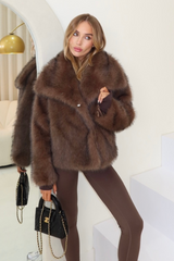 Olivia dark brown faux fur coat