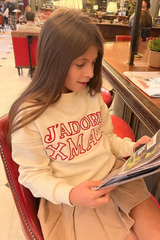 Mini J'adore Xmas ecru embroidered sweater