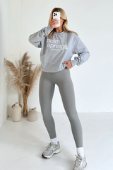 Palm springs melange grey embroidered sweater