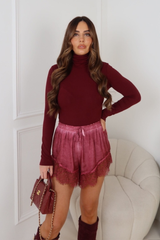 HOLLIE BURGUNDY LONG SLEEVE HIGH NECK BODYSUIT