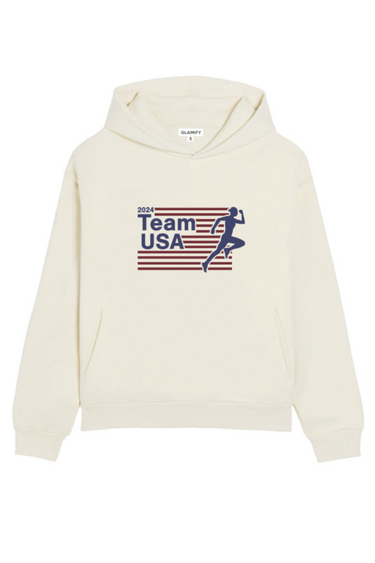 Team USA ecru printed hoodie