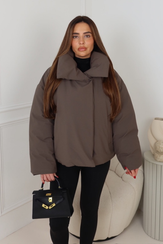 DOVA GREY CROPPED PUFFER JACKET