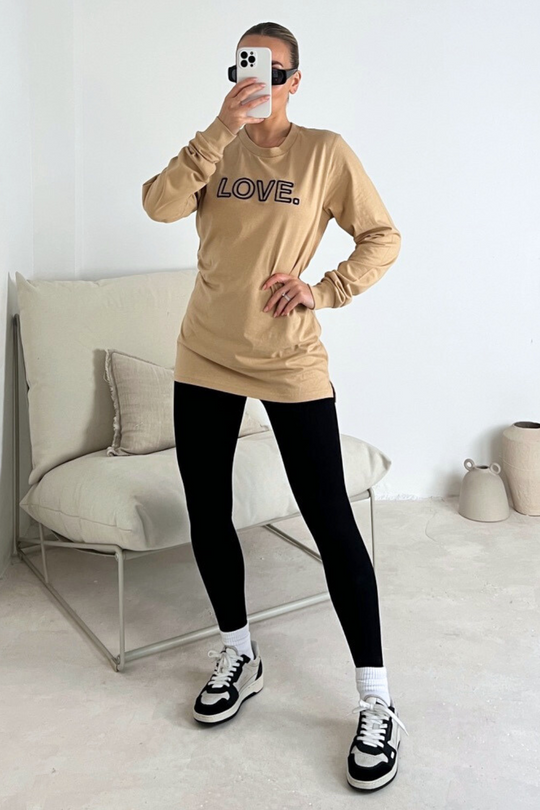 Love camel embroidered long sleeve t-shirt and leggings