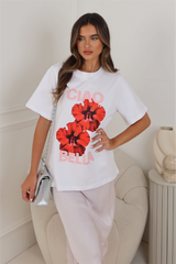 Ciao Bella white & pink heavyweight printed t-shirt