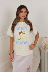 Spicy Marg ivory heavyweight printed t-shirt