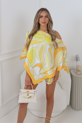 MADISON LEMON SATIN STYLE SWIRL PATTERN CO ORD