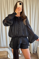 Jaycee black chiffon shirt dress