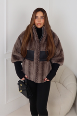 MAGGI TAUPE FAUX FUR JACKET