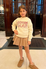 Mini J'adore Xmas ecru embroidered sweater