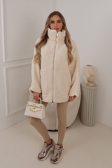 EVELYN CREAM ZIP UP FLEECE