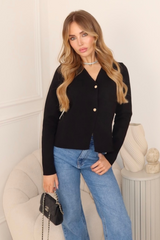 Linda black compact knit cardigan