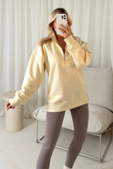 Cassidy cream & grey 3/4 zip sweater and legging set