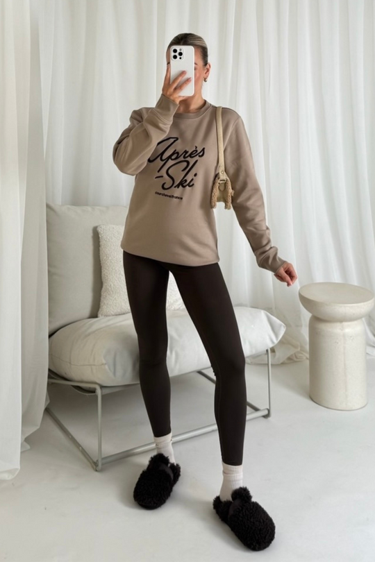 Apres Ski sand embroidered sweater and legging set