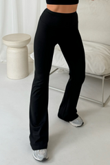 Sophie Black Stretch Flared Leggings Activewear