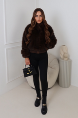 Tia chocolate  faux fur cropped jacket
