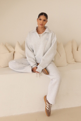 Marl embroidered logo 3/4 zip sweater