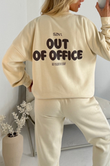 Out of office ecru printed sweater joggers premium loungewear