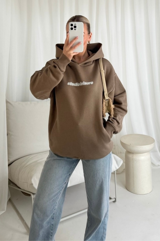 Studio leisure mocha printed hoodie