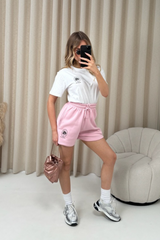Beach club pink printed premium t-shirt and shorts