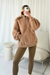 Myla camel 3/4 zip fleece and legging set
