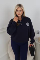 ST MORITZ ESSENTIAL NAVY EMBROIDERED 3/4 ZIP