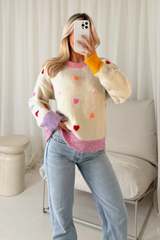 Lola cream knit heart jumper