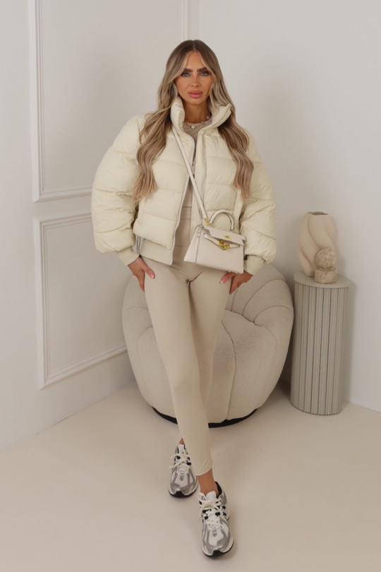Alyssa cream short puffer coat