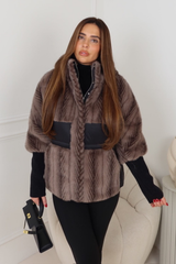 MAGGI TAUPE FAUX FUR JACKET