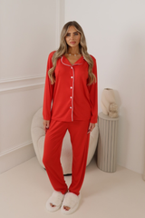 PREMIUM JERSEY RED CLASSIC PIPING PYJAMA SET