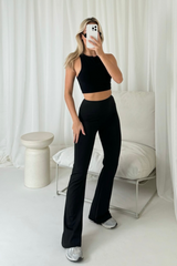 Sophie Black Stretch Flared Leggings Activewear