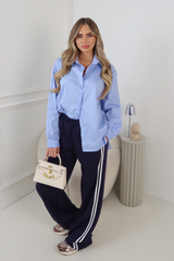 GLAMIFY BLUE  BASIC PLAIN LONG SLEEVE SHIRT