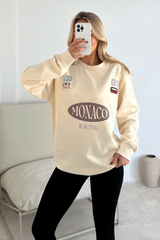 Monaco ecru printed sweater