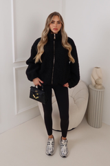 PATTI BLACK GOLD ZIP WOOLY FLEECE