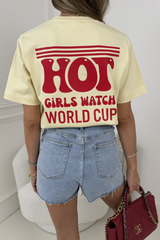 HOT GIRLS WATCH FOOTBALL LEMON HEAVYWEIGHT PRINTED T-SHIRT