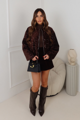 SIMKAI CHOCOLATE  SEQUIN BOMBER JACKET