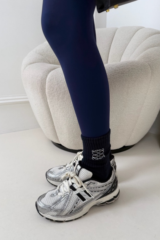 GLAMIFY EMBROIDERED BLACK SOCKS