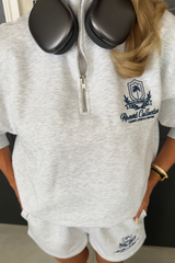 Emblem light marl embroidered 3/4 zip sweater - Resort Collective