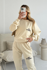 Out of office ecru printed sweater joggers premium loungewear