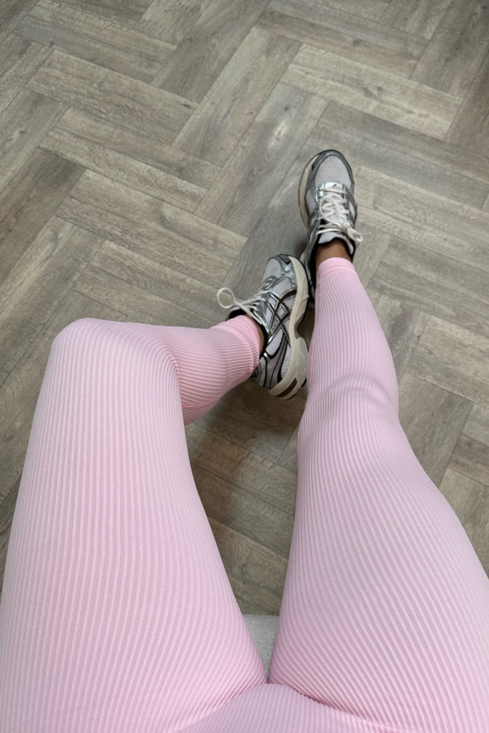 Katy light pink ribbed leggings