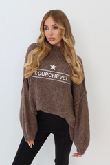 Courchevel taupe embroidered oversized knit jumper