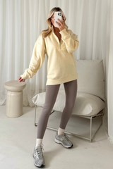 Cassidy cream & grey 3/4 zip sweater and legging set