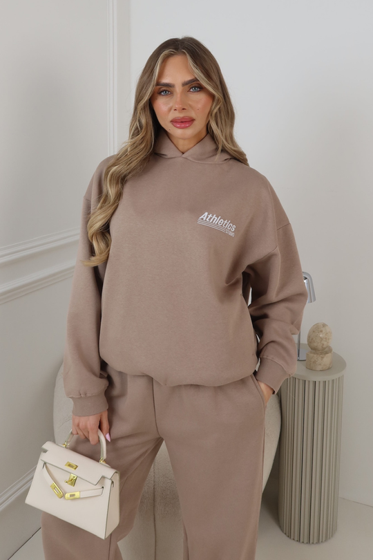 ATHLETICS MOCHA EMBROIDERED HOODIE