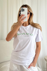 Monaco green & white printed premium tee