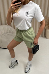 Beach club sage printed premium t-shirt and shorts