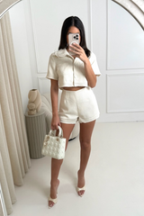 Lexie cream boucle button up top & shorts co ord