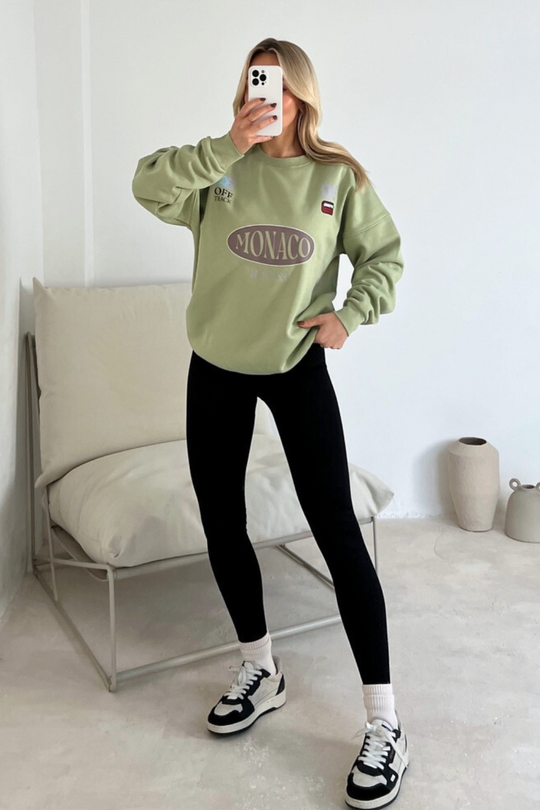 Monaco sage printed sweater