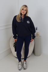 ST MORITZ ESSENTIAL NAVY EMBROIDERED 3/4 ZIP